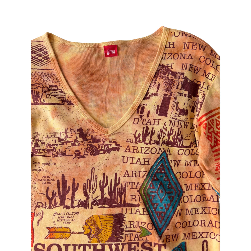 Glima Y2K Vintage Top XL Southwestern Travel Graphic Print 100% Cotton Shirt - Picture 3 of 5